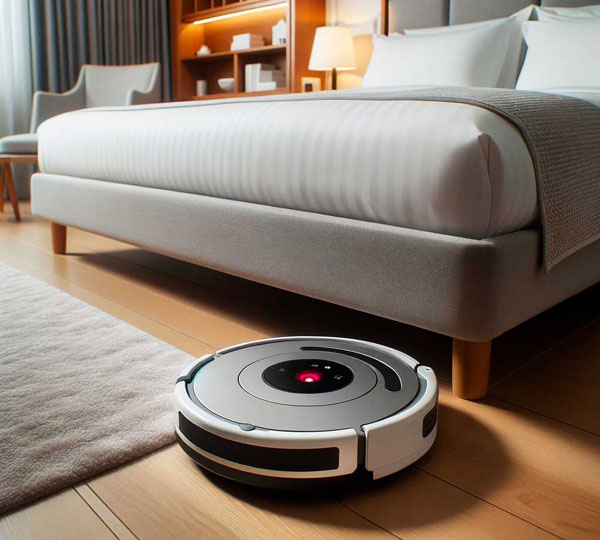 Roomba limpiando en un hotel-Tendencias en hosteleria